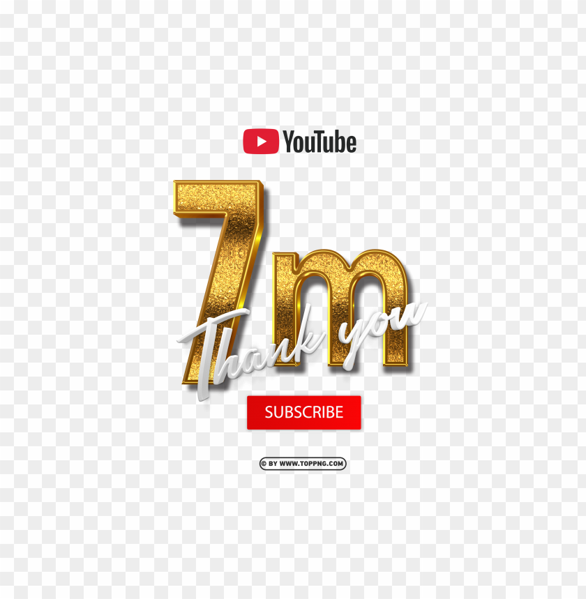 D Gold Youtube Million Subscribe Thank You Png Images Clipart