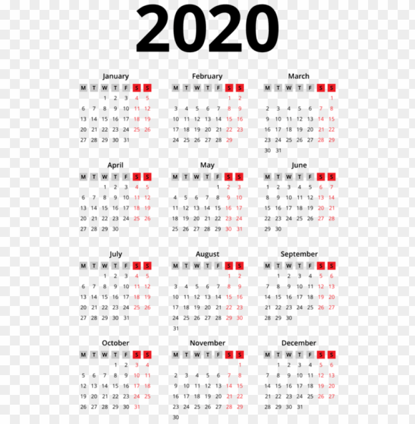 Download 2020 Calendar Black Png Free Png Images Toppng