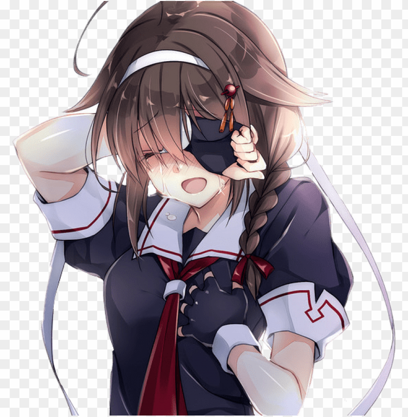 anime girl crying and smiling gif