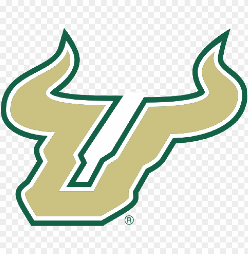 Download Bull Horns Gold Green Outline South Florida University Logo Png Free Png Images Toppng - green fire horns roblox id