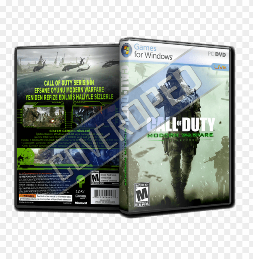 Download Call Of Duty Modern Warfare Remastered Pc Game Cover Xbox 360 Cover Png Free Png Images Toppng - cod bo2 ps3 cover roblox