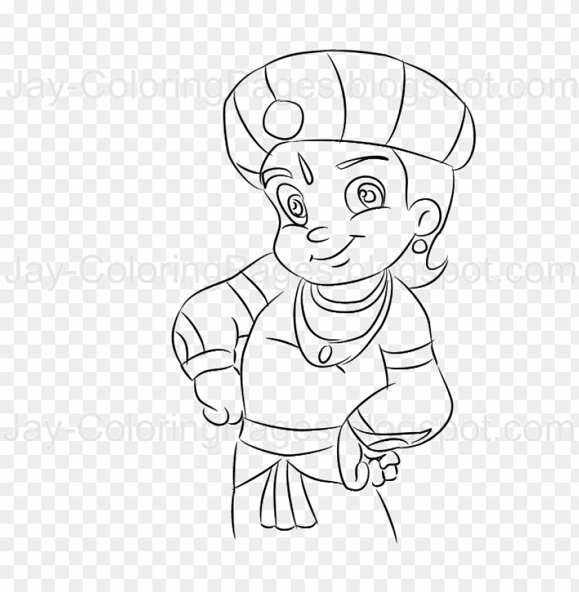 Download chota bheem coloring page line art by jay - chhota cartoon drawing  bheem png - Free PNG Images | TOPpng