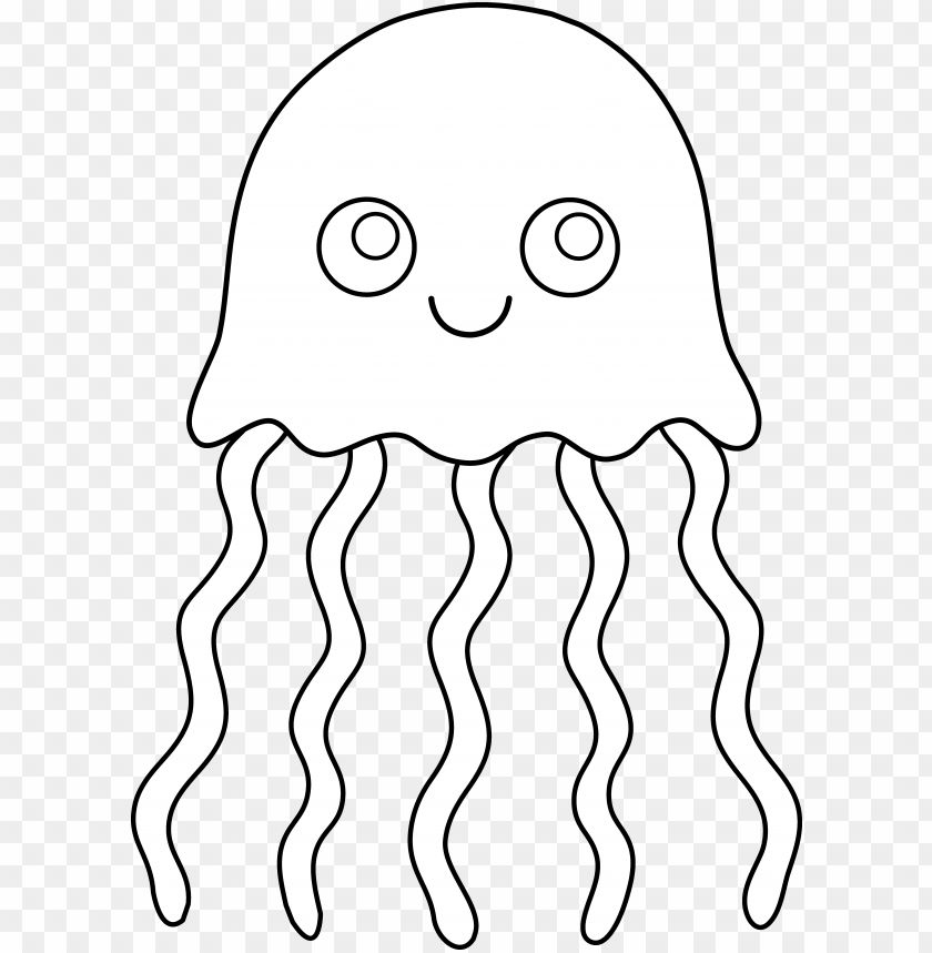 Download Cute Colorable Jellyfish Jellyfish Clipart Black And