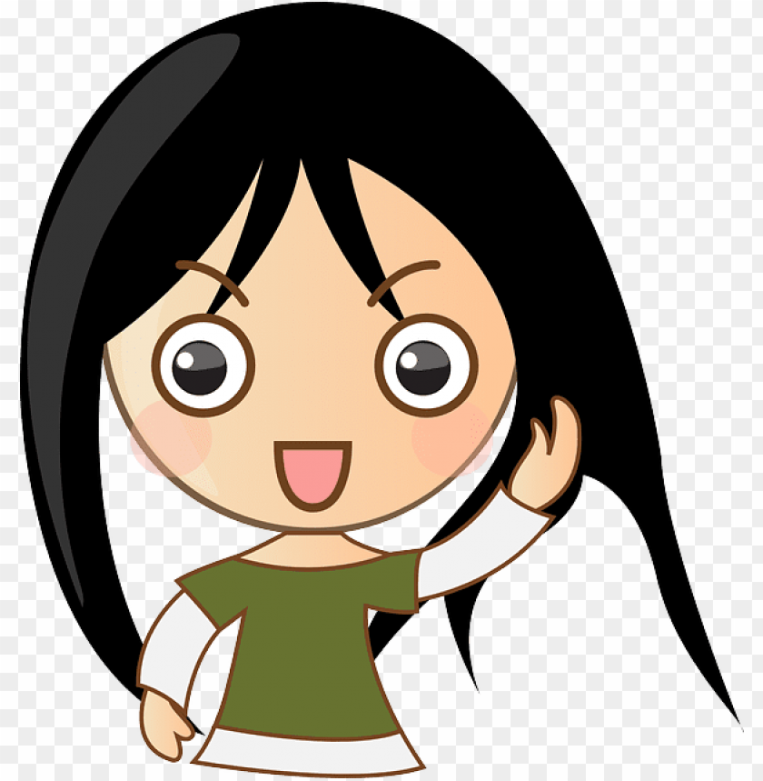 Download Cute Girl Smile Woman Anime Comic Waving Asian Girl Clipart Png Free Png Images Toppng - cute anime guy partly transparent t shirt roblox