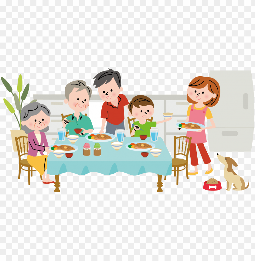 dinner table with food clipart no background