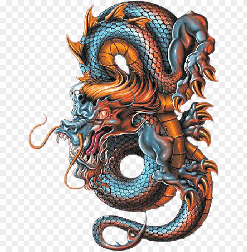 Premium Vector  Full color asian dragon tattoo illustration