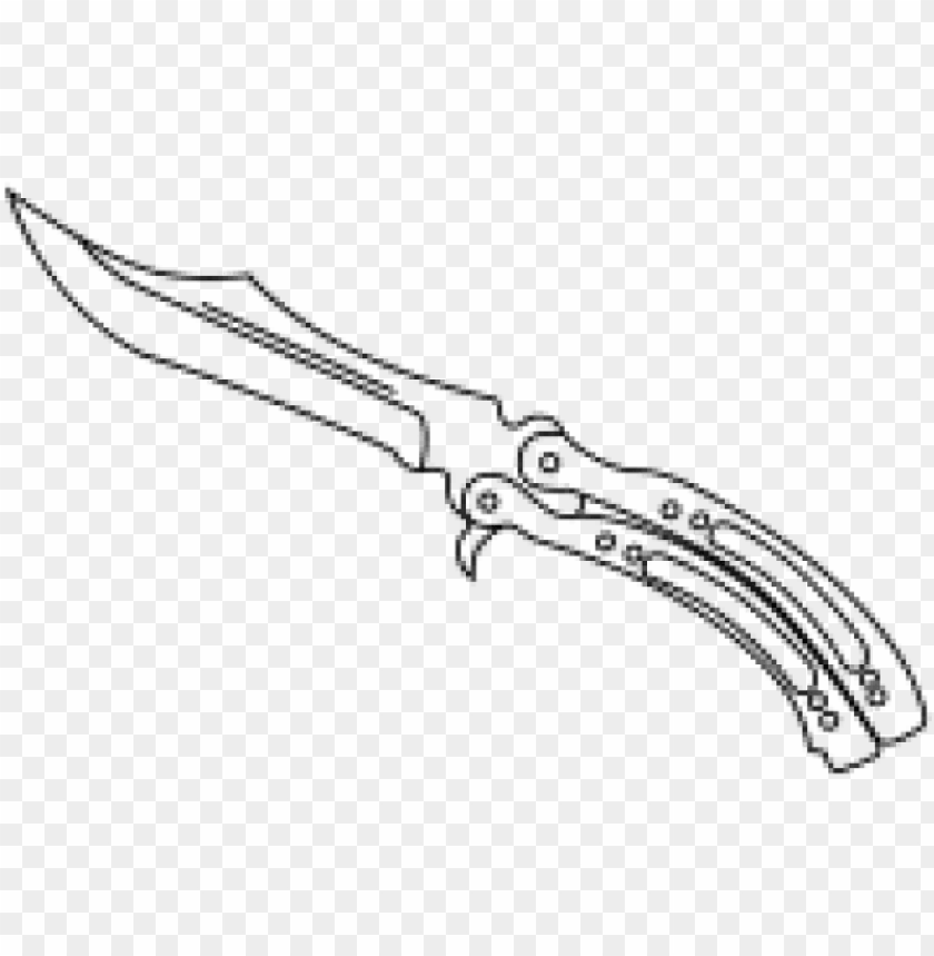 Download drawn khife csgo - butterfly knife line art png - Free PNG Images  | TOPpng