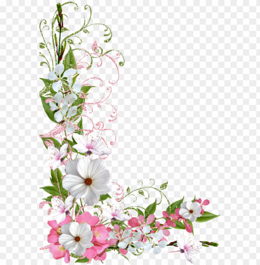 Download Flower Border Clipart Flower Frame Pink And Green Pastel Flowers Borders Png Free Png Images Toppng