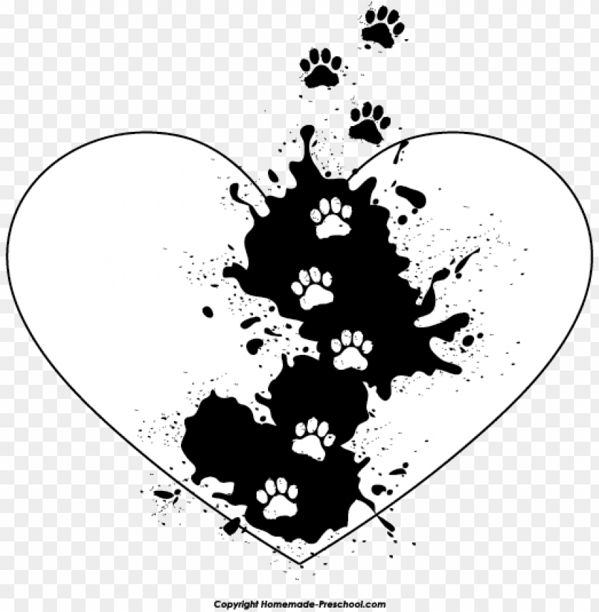 dog paw heart clipart