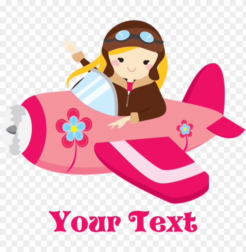 Download ink airplane, girl pilot with flowers greeting ca - pilot baby  girl clipart png - Free PNG Images | TOPpng