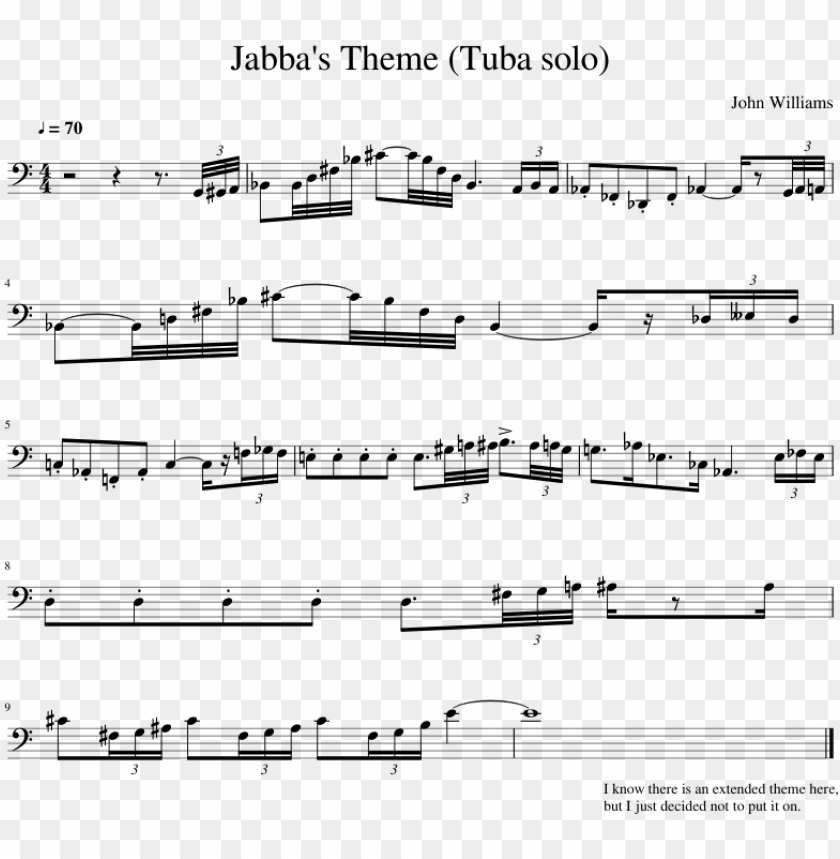 Download Jabba S Theme Tuba Solo Sheet Music For Tuba Download Png