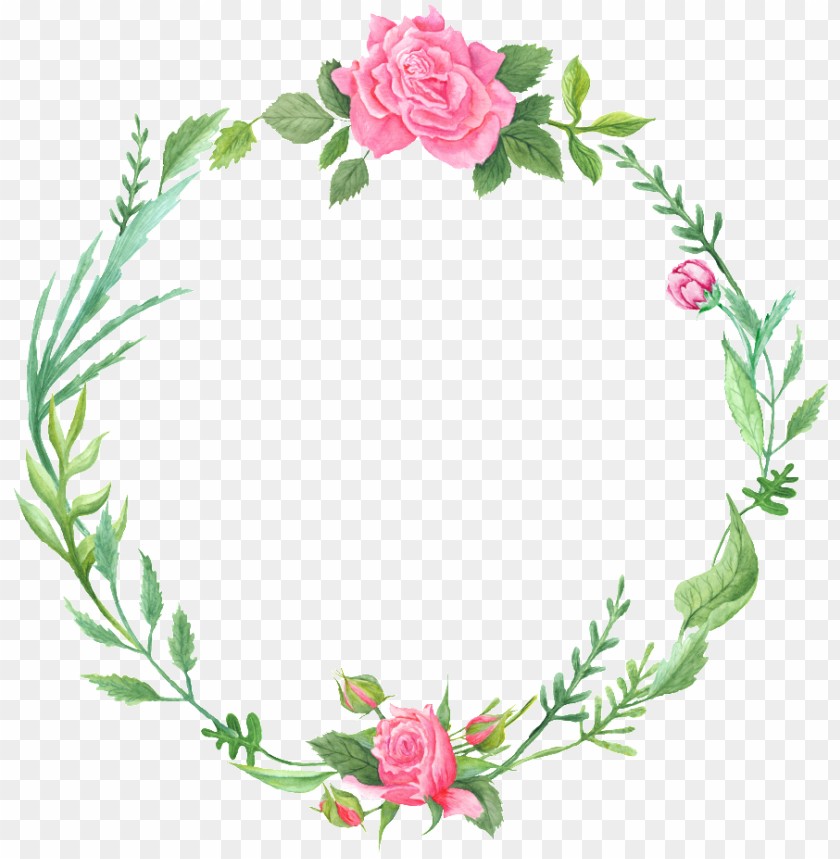 Download Literary Fan Green Leaf And Flower Wreath Decoration Watercolor Wreath Transparent Background Png Free Png Images Toppng - flowers emoji png plants emojis roblox vector flower