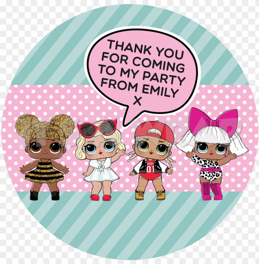 LOL Dolls Pet Cat Personalised Thank You Stickers Party Bag Sweet Cone Birthday 
