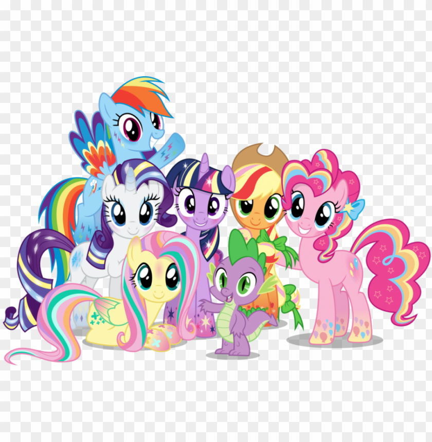 Download my little pony characters transparent image - mlp mane 6 and spike  png - Free PNG Images | TOPpng