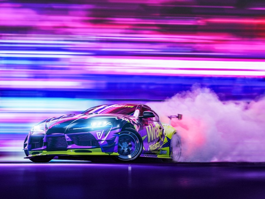 Download Sportscar Drift Neon Smoke Speed Png Free Png Images Toppng