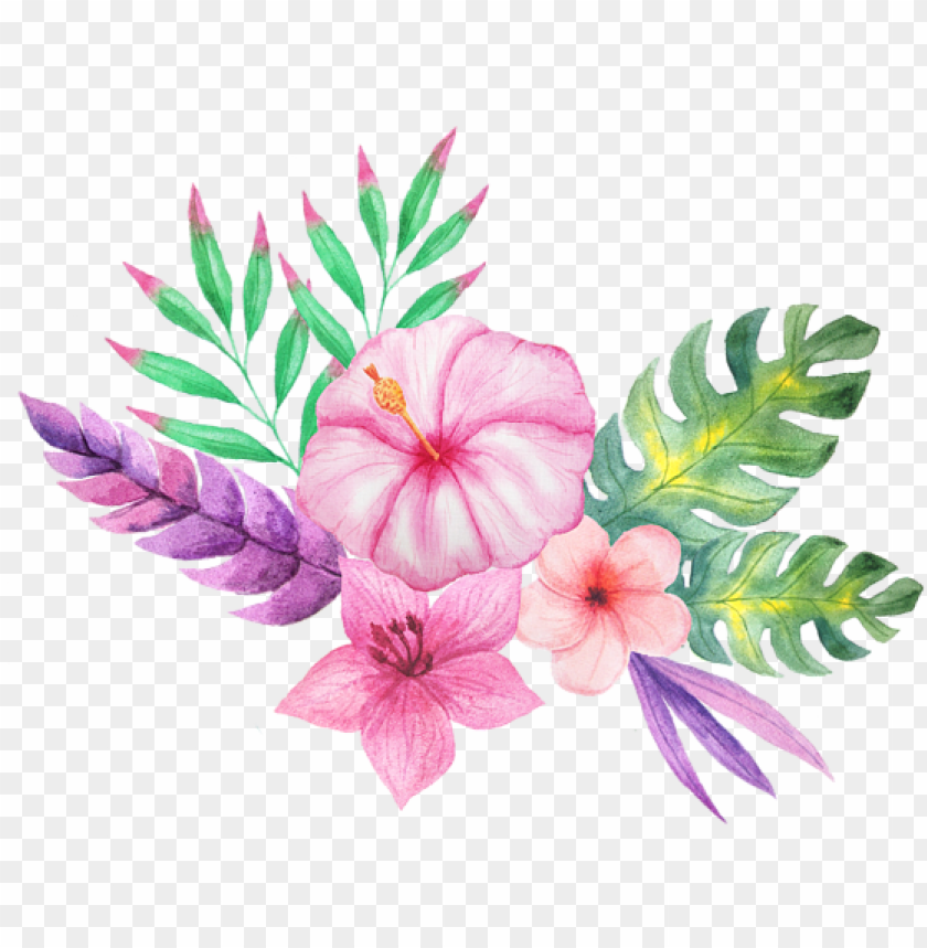 Tropical Bouquets Watercolor Clipart Digital Download Png