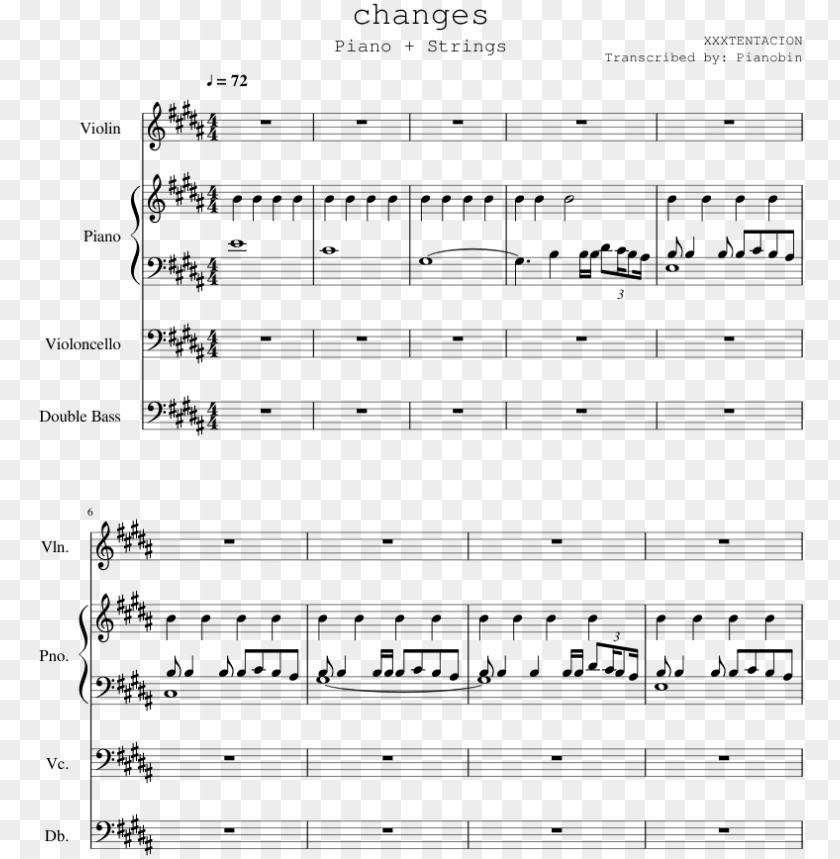 Download Xxxtentacion Sheet Music For Piano Contrabass Download Changes By X Piano Sheet Music Png Free Png Images Toppng - changes roblox piano sheet