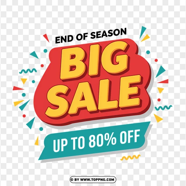Big Sale Banner With Up To 80% Off PNG Transparent Background