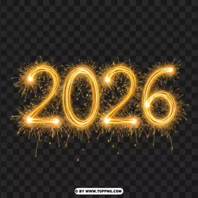 Sparkler Firework 2026 Light Typography PNG Transparent Background