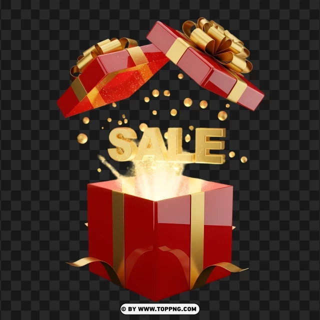 Red Gift Box Sale Icon PNG Transparent Background