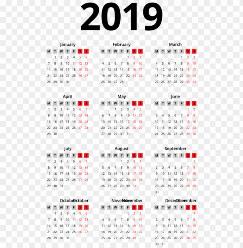 Free download | HD PNG 2019 calendar black PNG Images 41636 | TOPpng