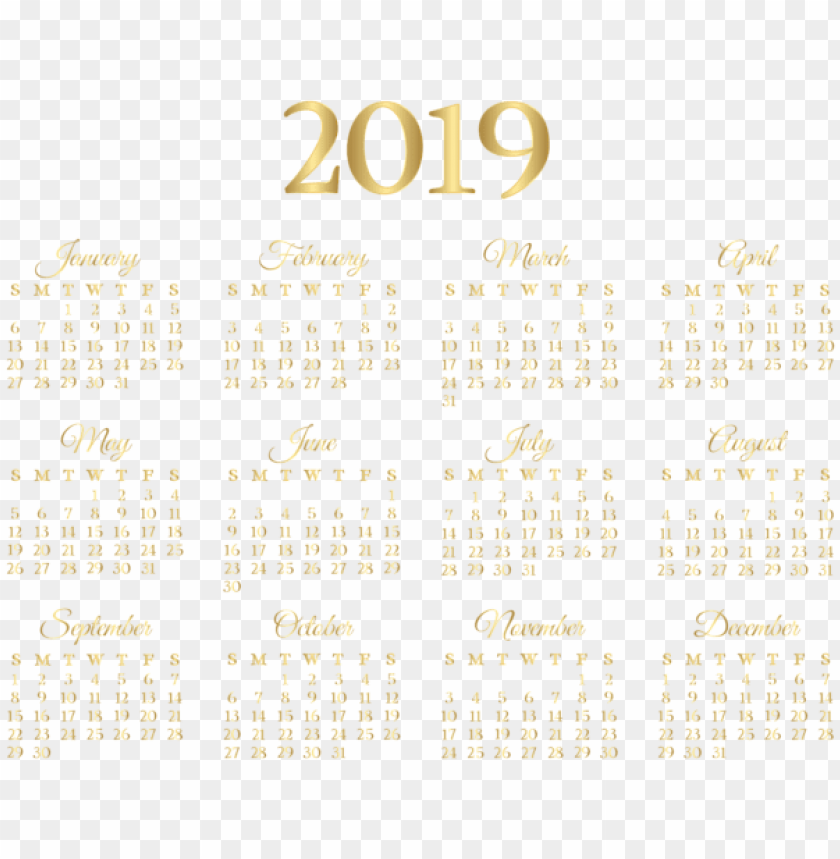 Free download | HD PNG 2019 calendar gold PNG Images 41628 | TOPpng