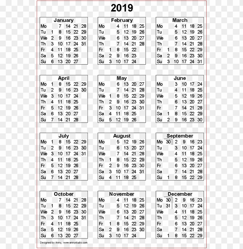Free download | HD PNG 2019 calendar templates png images background ...