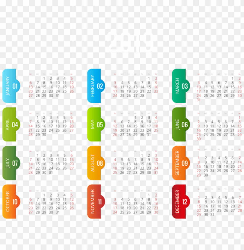 Free download | HD PNG 2019 transparent calendar PNG Images 41619 | TOPpng