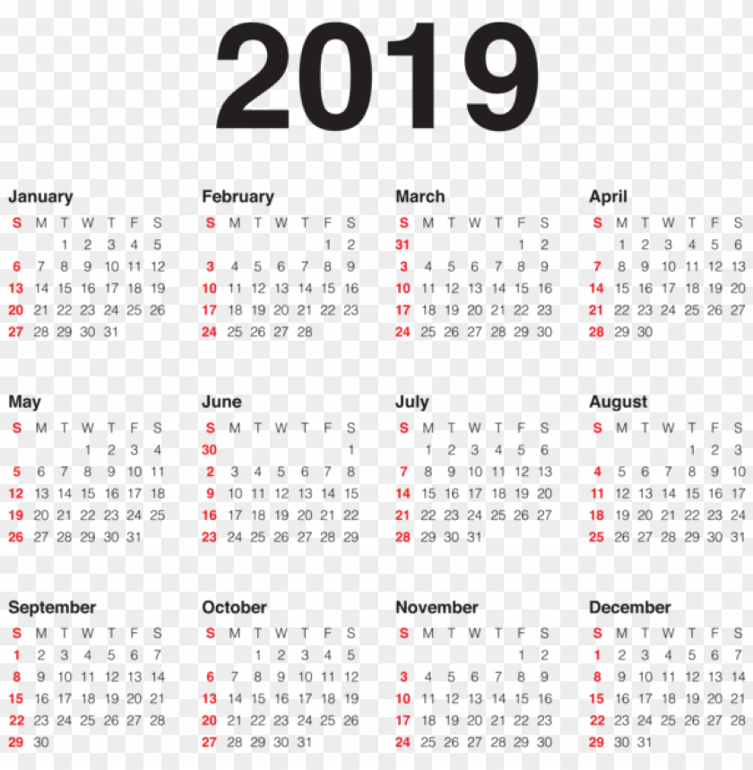 Free download | HD PNG 2019 transparent calendar black PNG Images 41654 ...