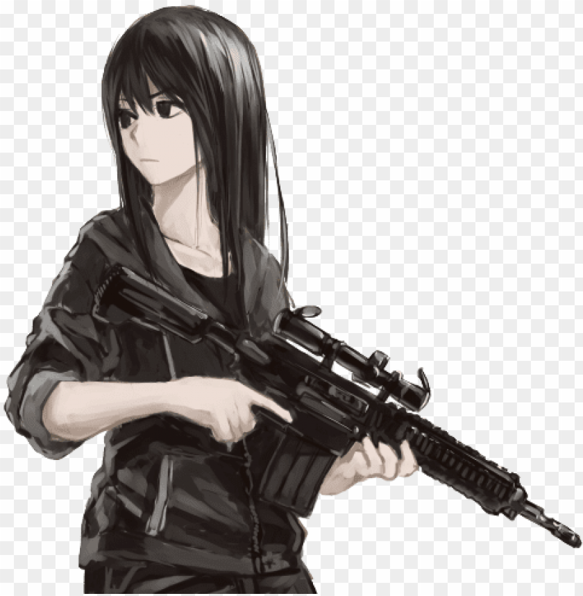 Anime High Quality Png Black Haired Anime Girl With Gu Png Image