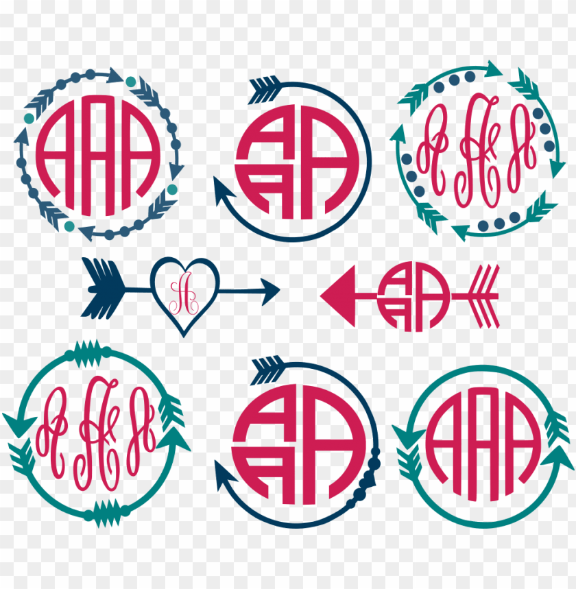 Arrow Circle Monogram Frame Cut Files Monogrammed Shirt Arrow Monogram ...