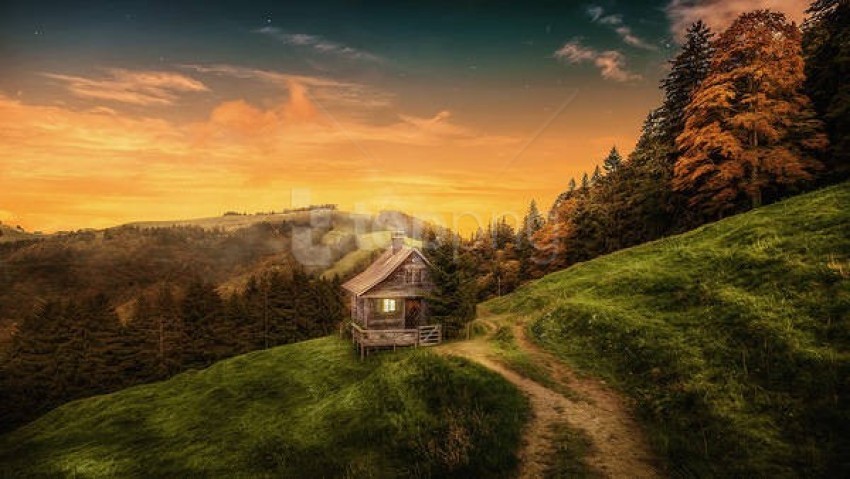 Free download | HD PNG rustic autumn house setting wallpaper background ...