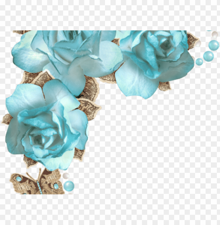 Blue Rose Clipart Border Blue Flowers Corner Png Image With