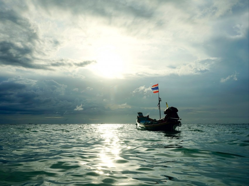 Free download | HD PNG boat sea waves clouds sunset 4k wallpaper | TOPpng