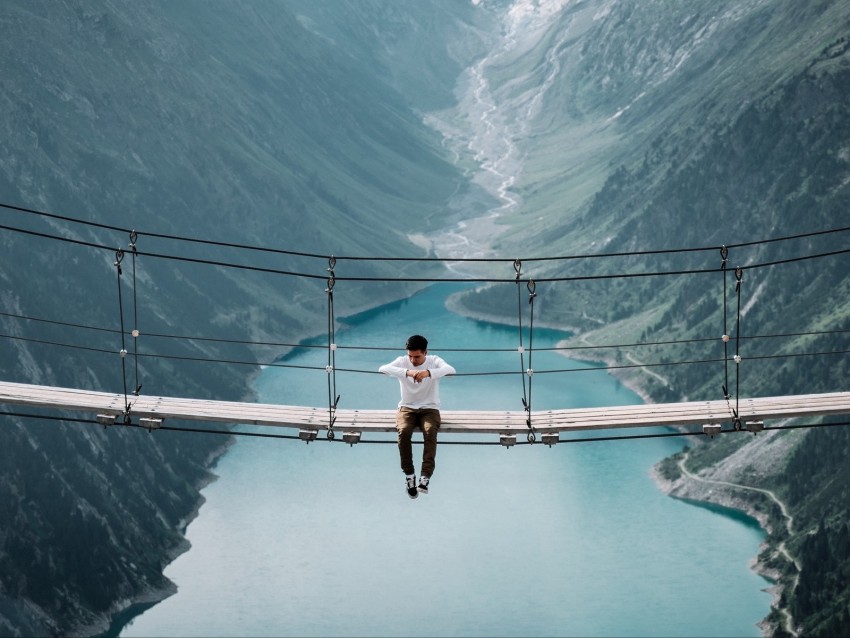 Free download | HD PNG bridge mountains man height loneliness 4k ...