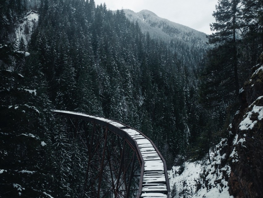 Free download | HD PNG bridge railway snow trees mountains snowy 4k ...