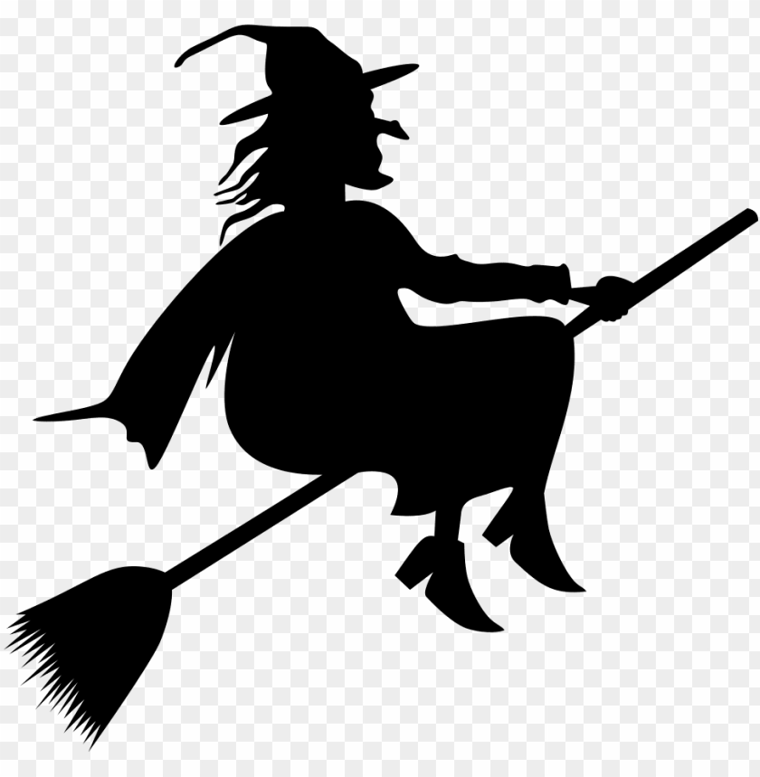 Broom Riding Witch Silhouette Flying Witch Clipart Png Image