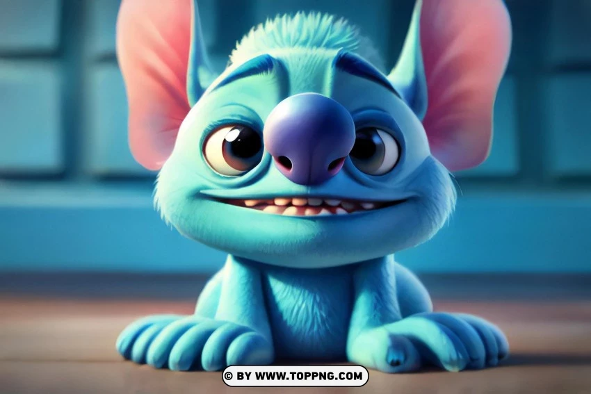 Free download | HD PNG cheerful stitch vibrant blue cartoon character ...