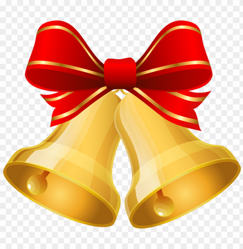 Free download HD PNG christmas gold bells with red bow PNG Images