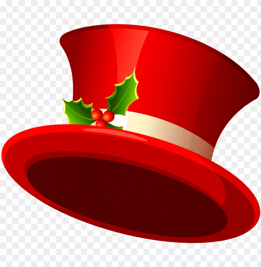 Free download HD PNG red christmas top hat with holly decoration PNG