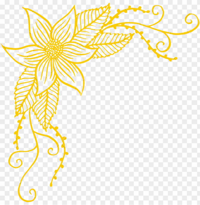 Free download HD PNG corner border png yellow corner flower