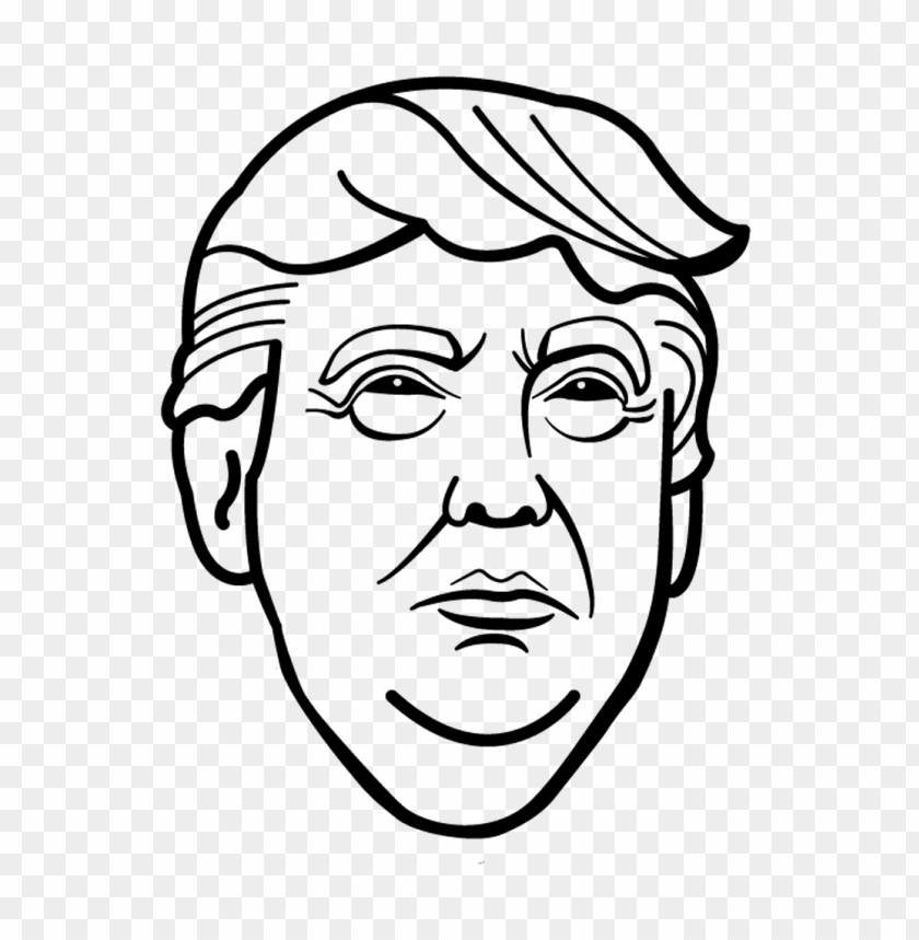 Donald Trump Black Outline Drawing Face Head No Background cutout PNG ...