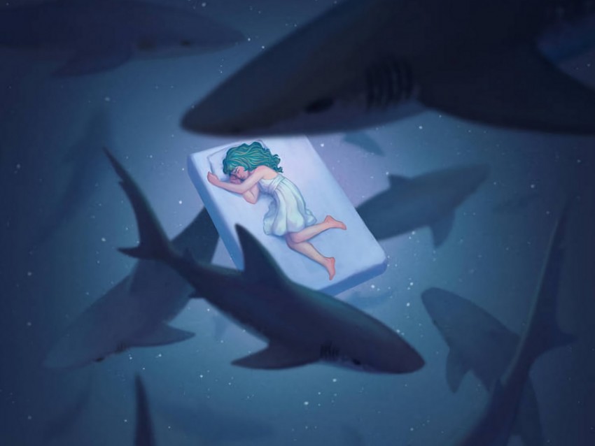 Dream Underwater World Sharks Girl Art Background Toppng - magical underwater world roblox