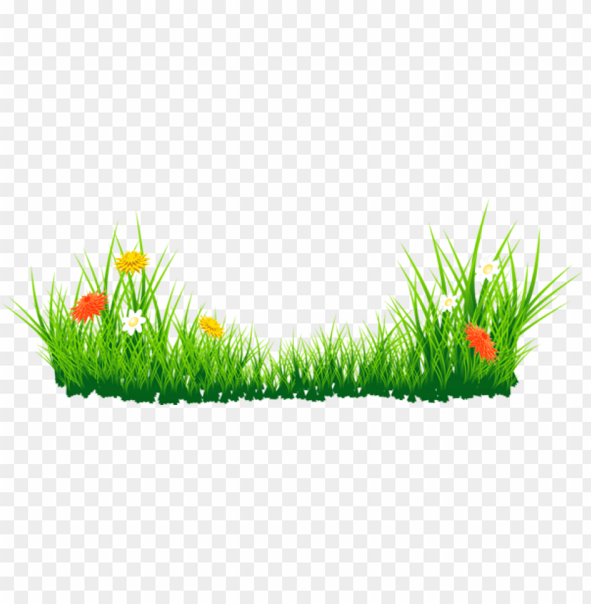 Easter Border Grass With Flower Clipart Png Image With