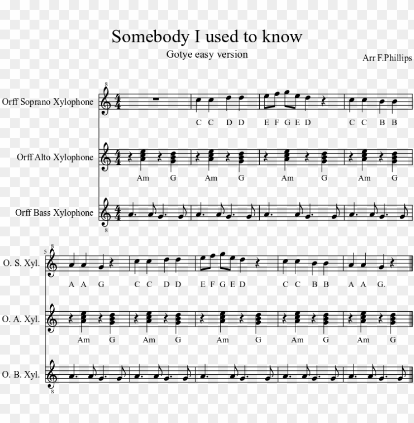 Download easy, short version somebody that i used to know xylophone