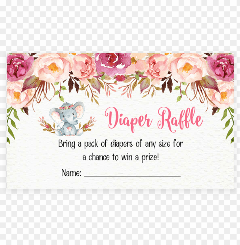 Free download | HD PNG elephant diaper raffle tickets floral boho make ...