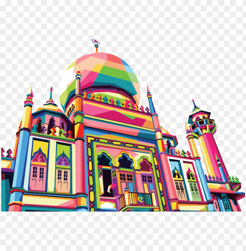 Eometric Mosque Pop Art By Rizkydwi123 Gambar Pemandangan Masjid Kartun Berwarna Png Image With Transparent Background Toppng