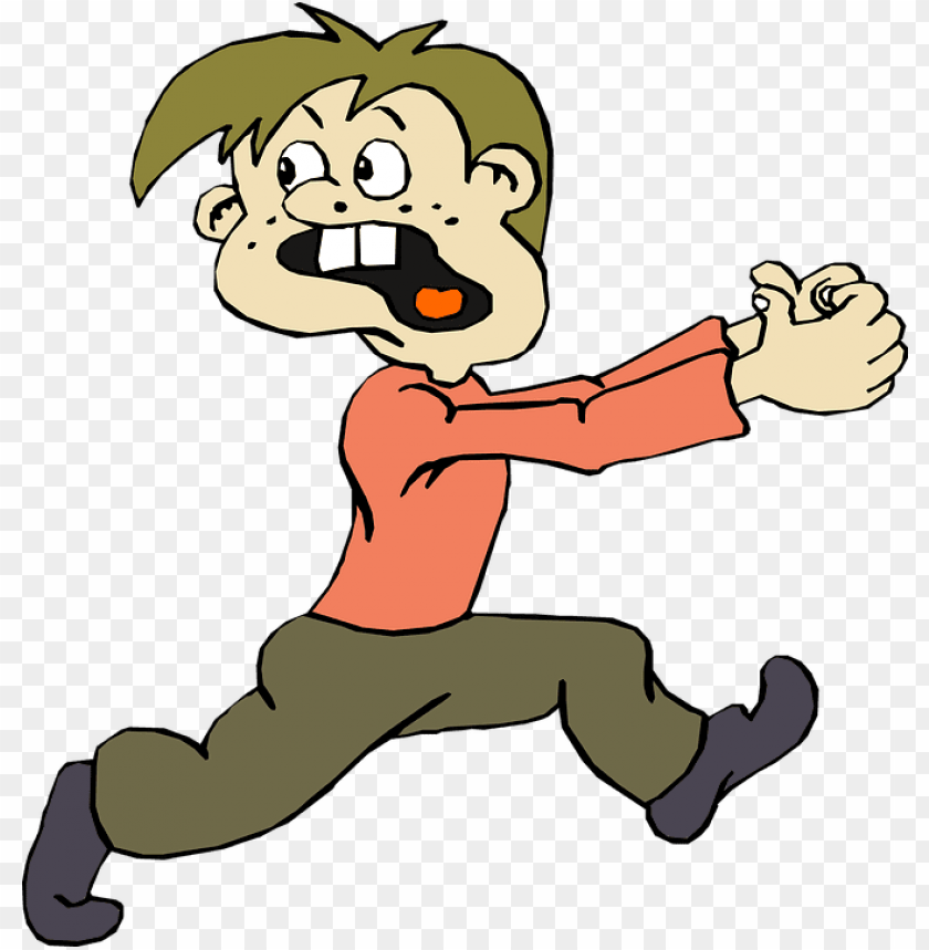 Download eople running scared png - cartoon man running scared png