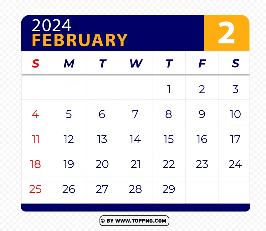 Free download HD PNG february 2024 calendar page hd vector png TOPpng