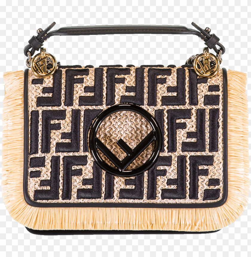 Download fendi rafia and leather small kan i bag in nat-blk - sac a ...